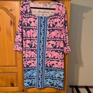 Lilly Pulitzer Pink and Blue Long Sleeve Dress